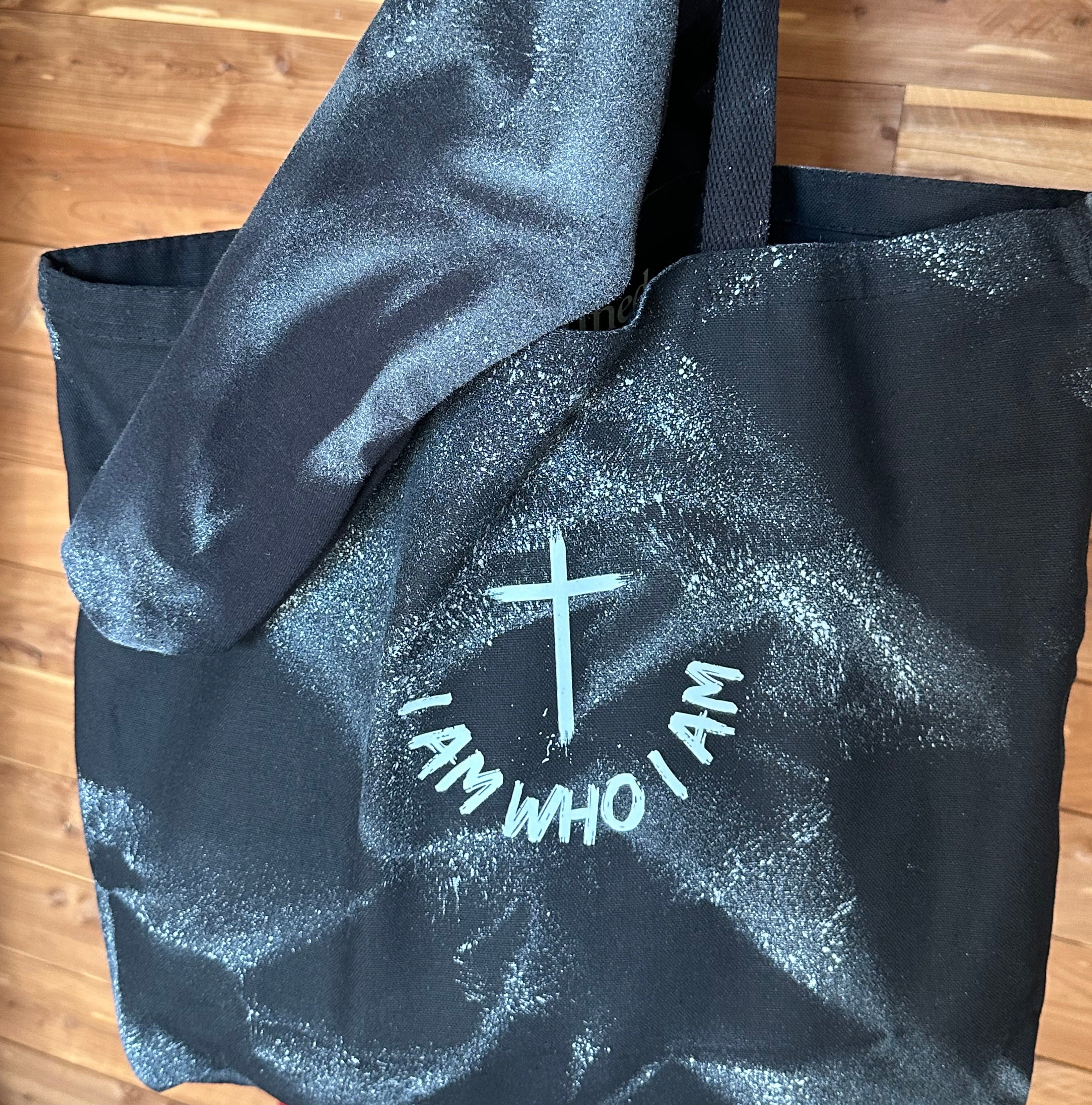 “I AM WHO I AM” - EXODUS 3:14 (Black Tote Bag)